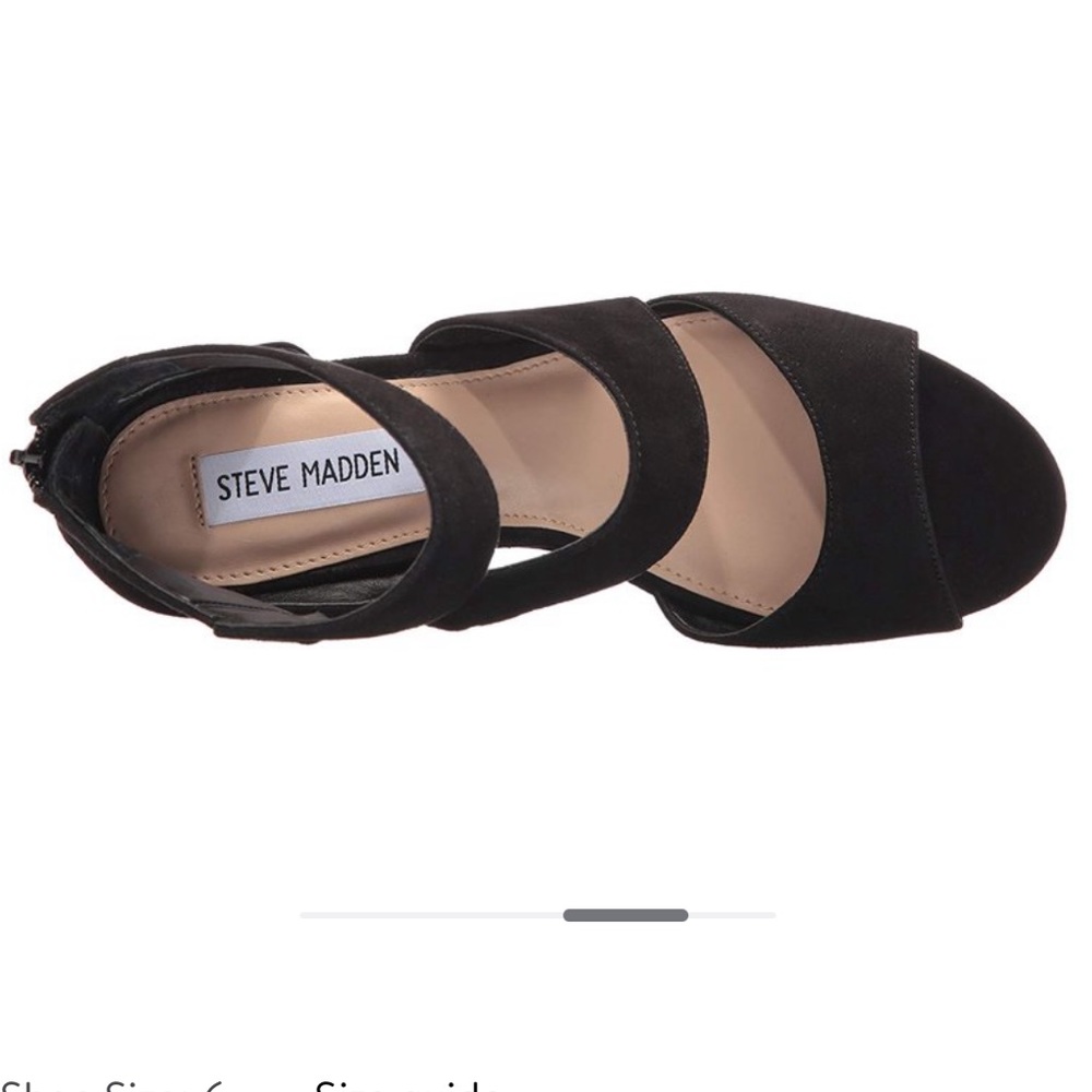Steve Madden Womens Essex Suede Open Toe Casual Platform Black Suede - Picture 2 of 8